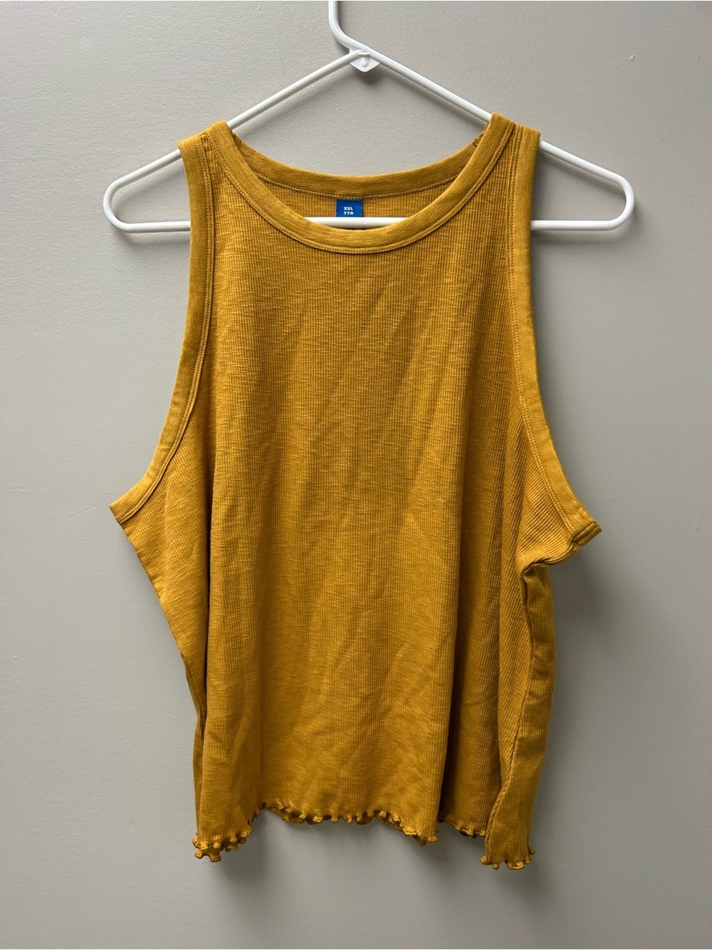 Old Navy Mustard Yellow Ribbed Tank Top w/ Lettuce edge